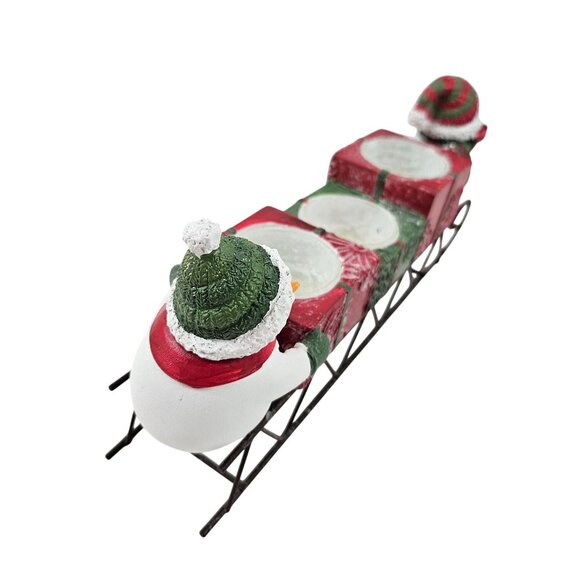 Yankee Candle Snowman Sleigh Tealight Holder Christmas Decor Presents Resin - Picture 6 of 11